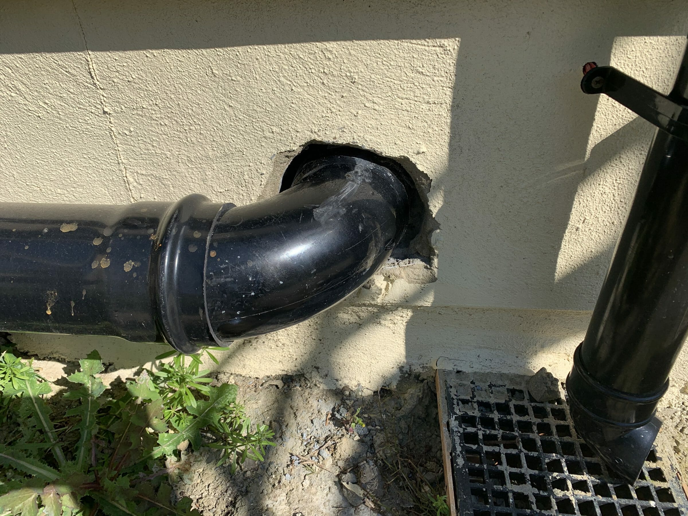 poorly constructed pipework leaves an opening for rodents to gain access to this property