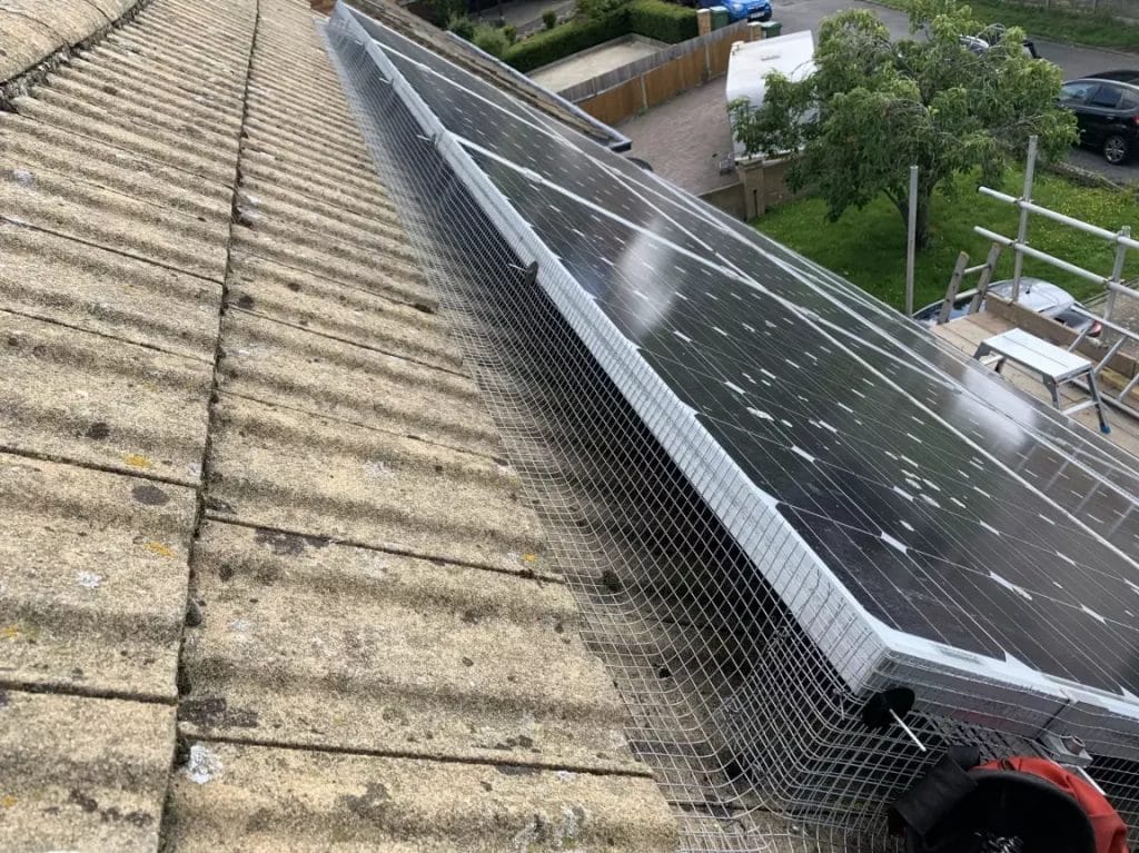 Bird Proofing Mesh successfully applied to Solar Panels in Kings Hill, Kent.