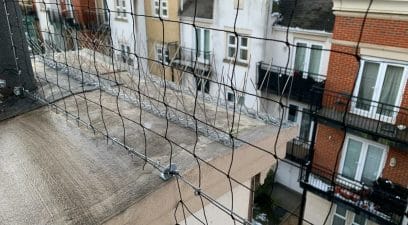 Pigeon netting on balcony