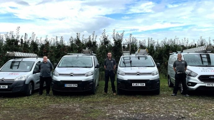 Pest-Tech team with our fleet of vans